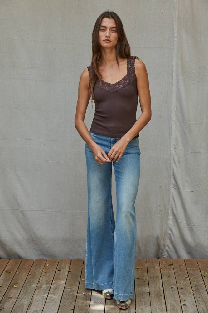 Ember Ribbed Tank with Lace
