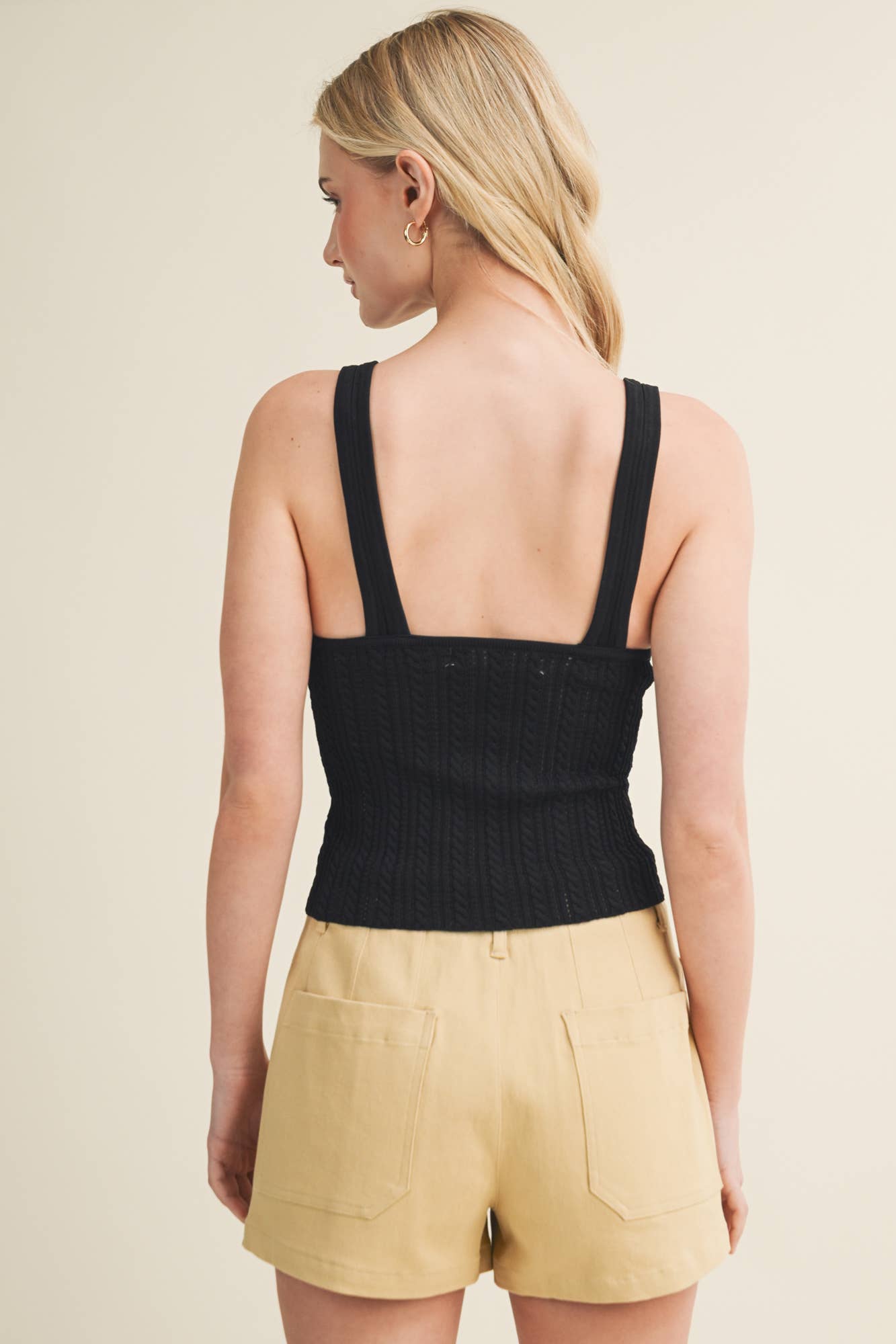 Fitted Twist Tank in Black