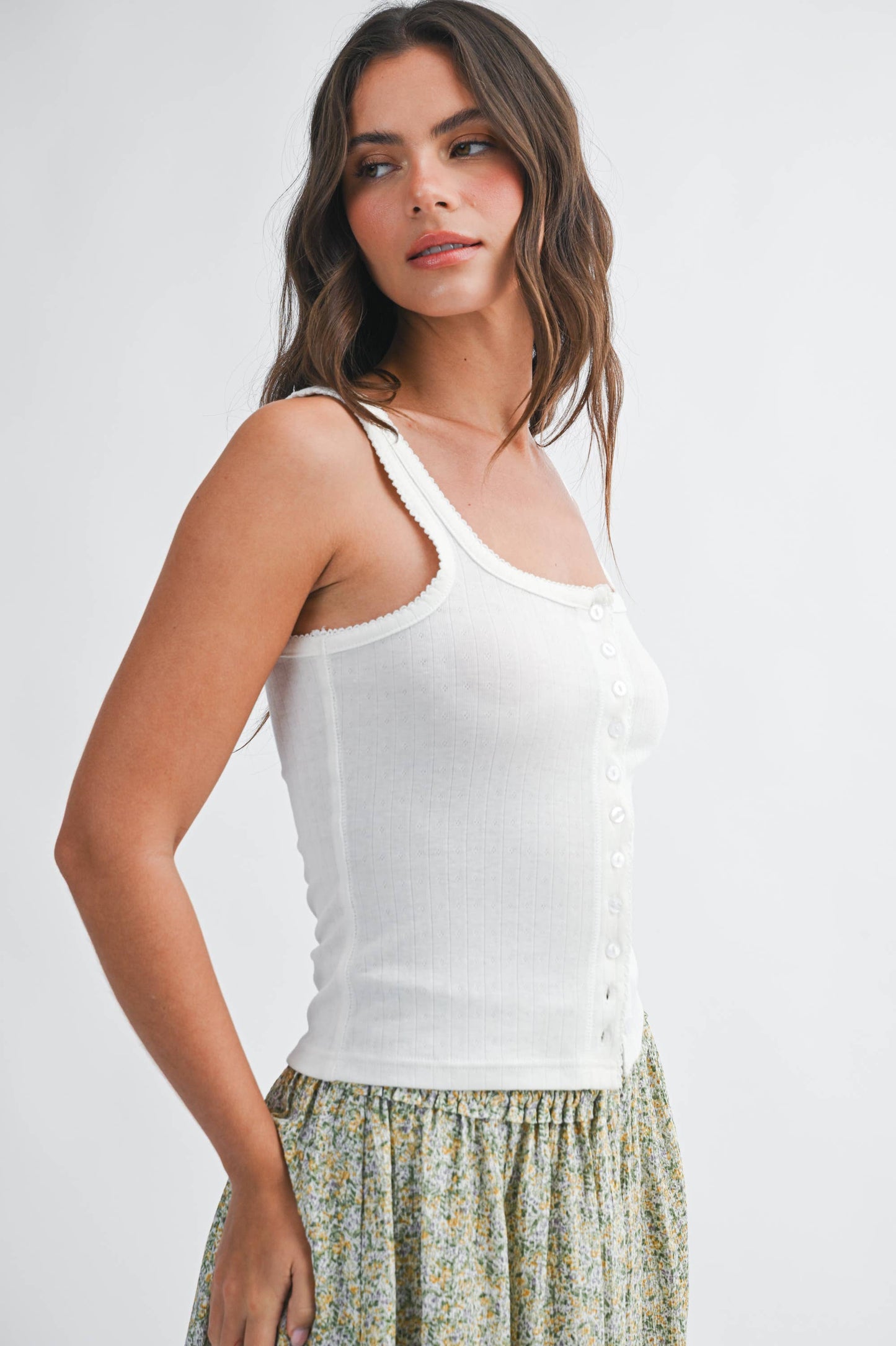 Pointelle White Tank