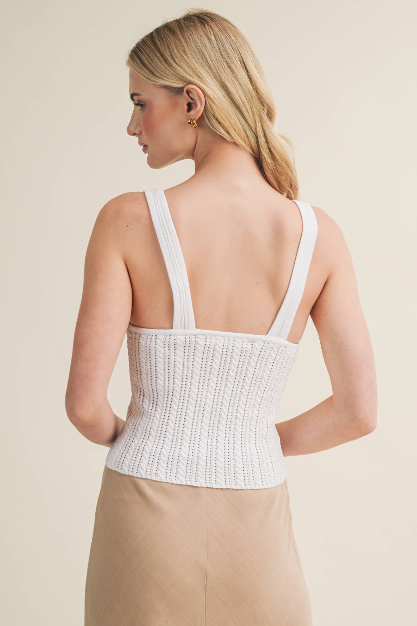 Fitted Twist Tank in White