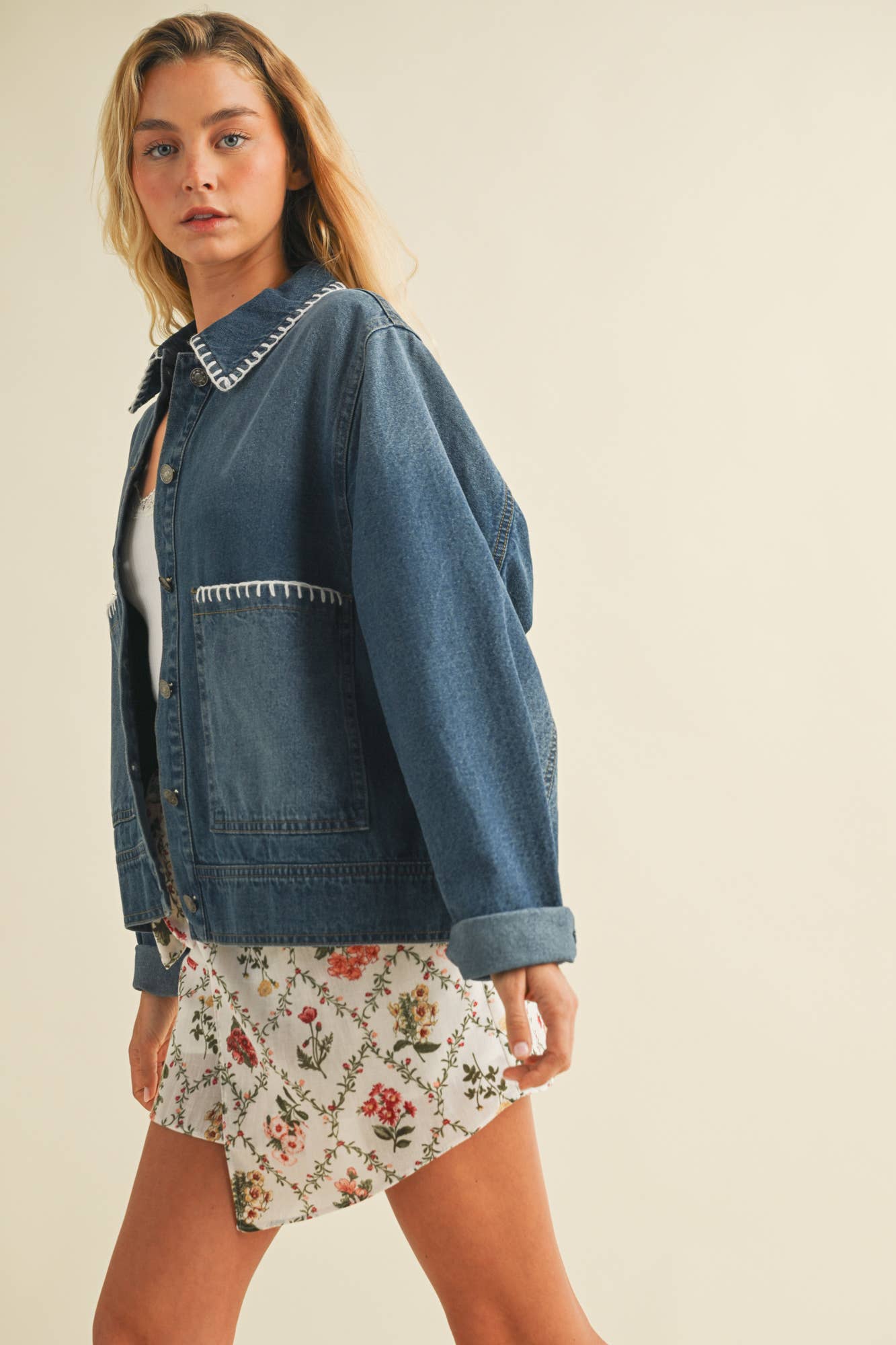 Blanket Stitch Denim Jacket