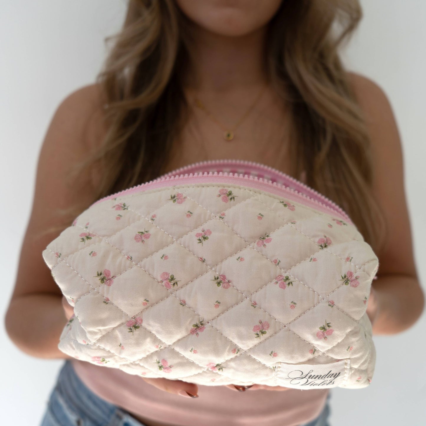 Pink Rose Makeup Bag