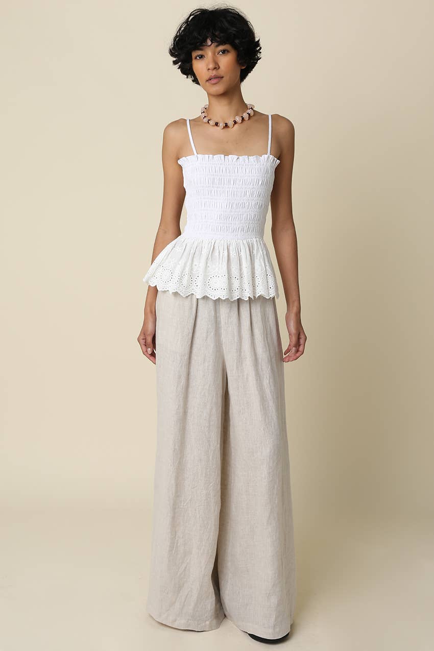 Bonnie Ruffle Smocked Peplum Cami