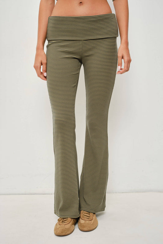 Grady Olive Striped Flared Pants
