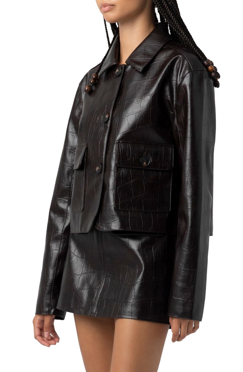 BLANKNYC Faux Leather Brown Croc Jacket