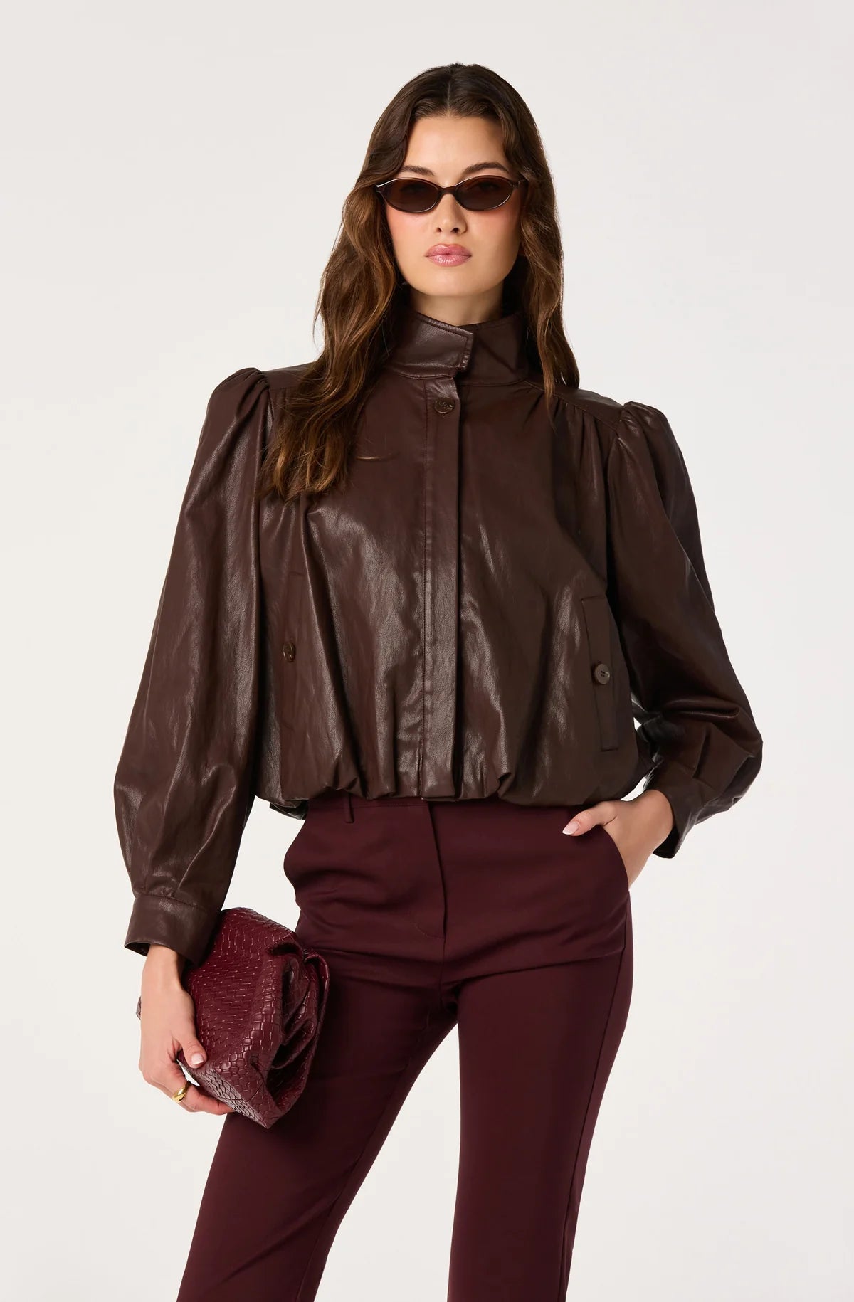 Estero Faux Leather Bomber Jacket