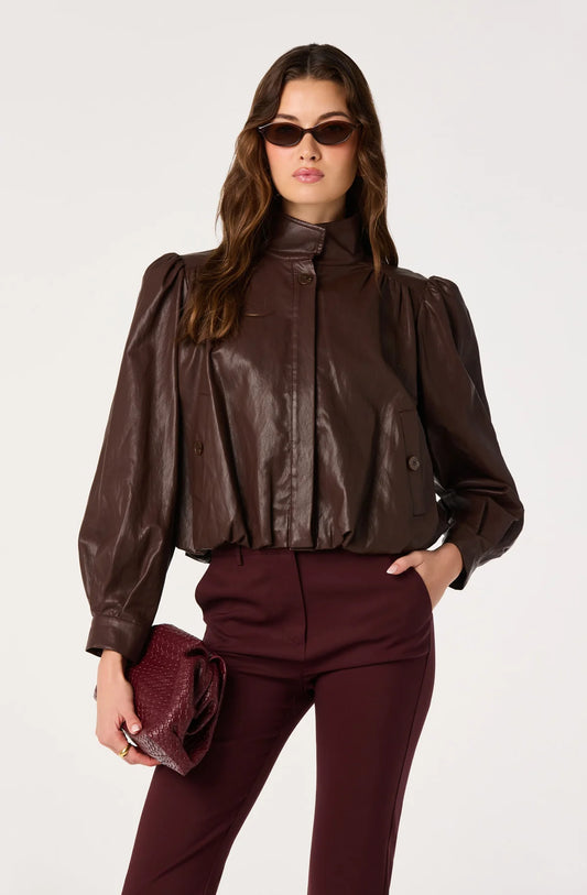 Estero Faux Leather Bomber Jacket