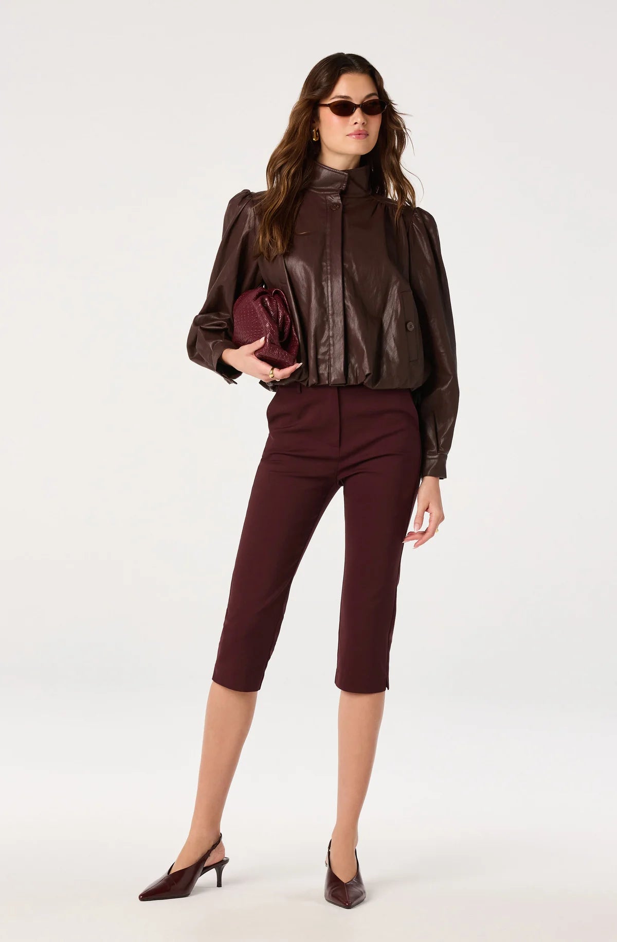 Estero Faux Leather Bomber Jacket