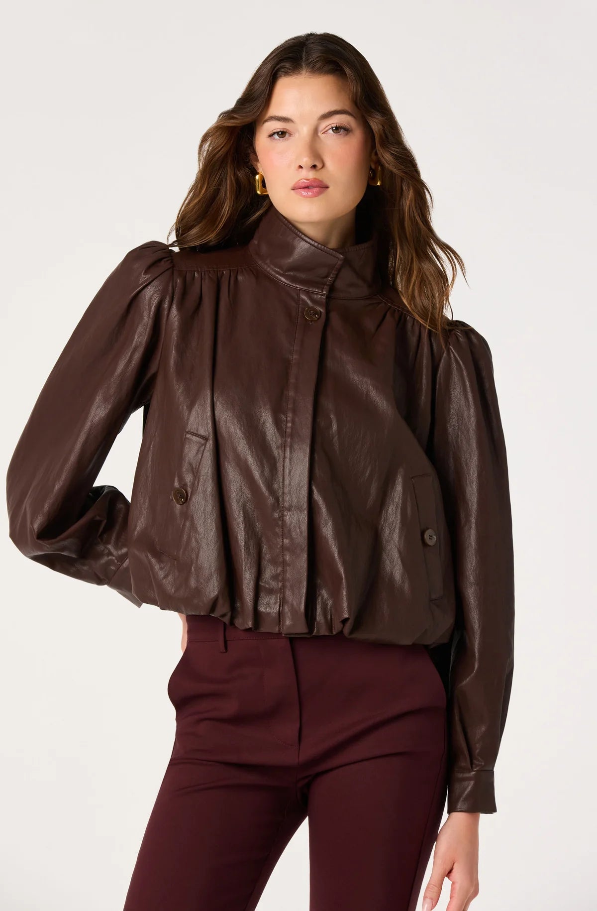 Estero Faux Leather Bomber Jacket
