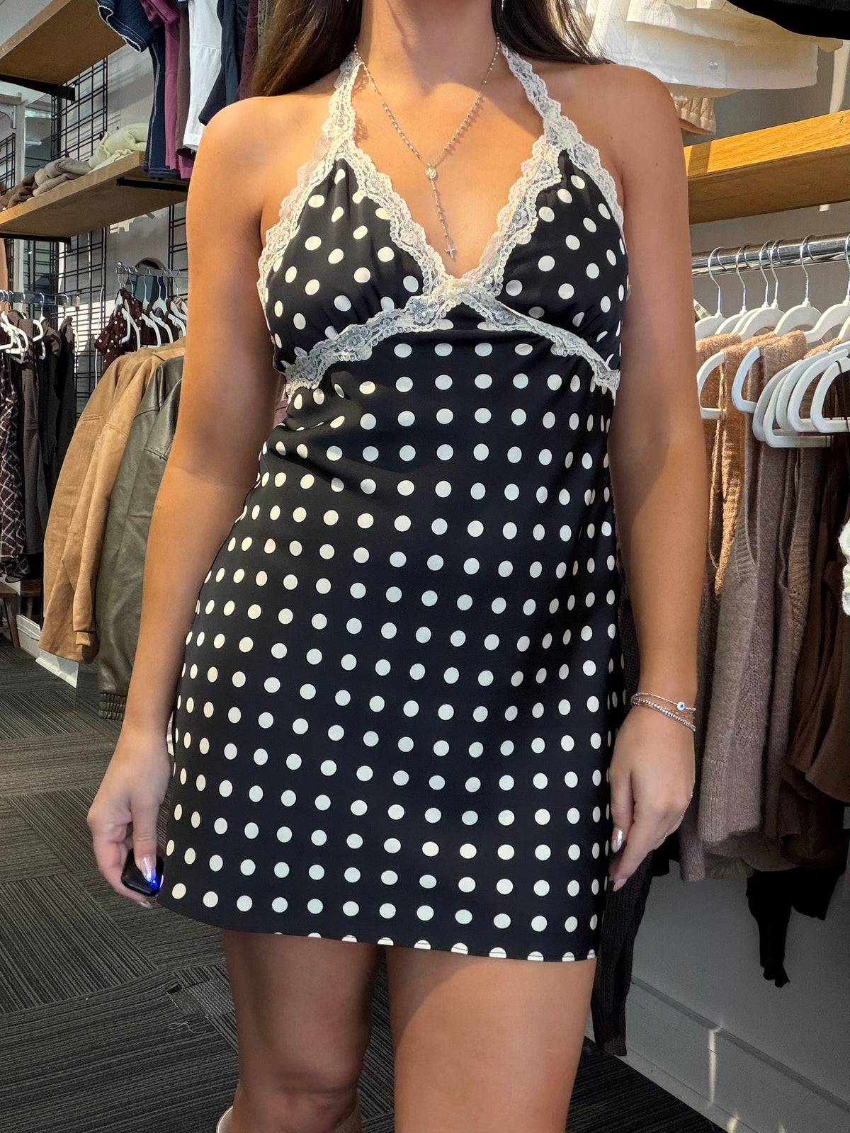 Spot on Dress in Black