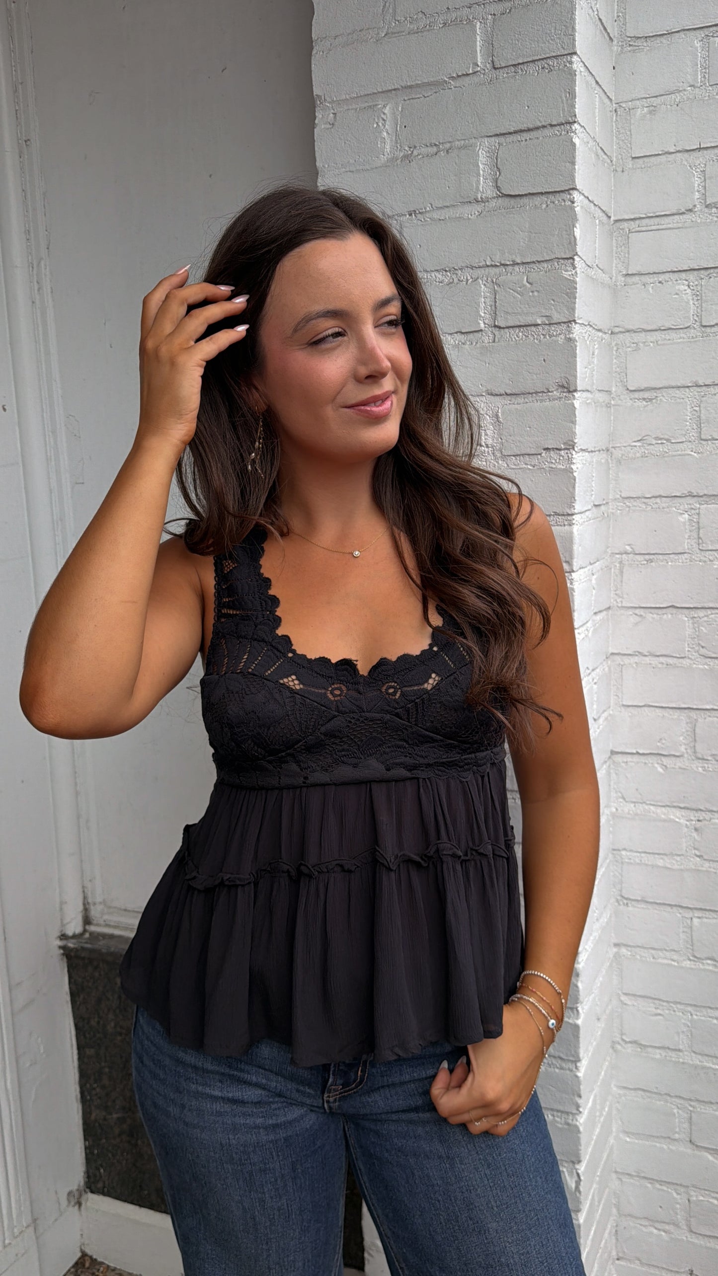 Petal Party Shapeless Cami in Black