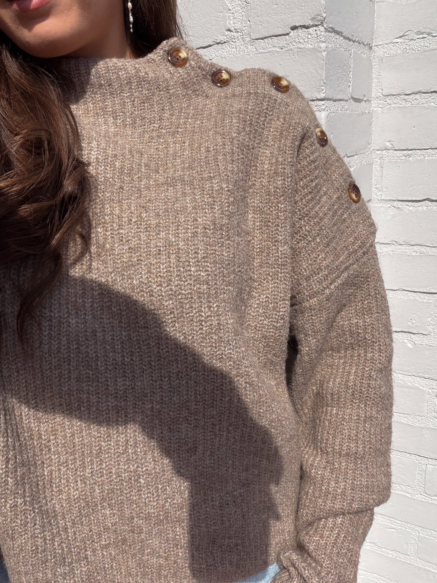 Mocha Button Sweater