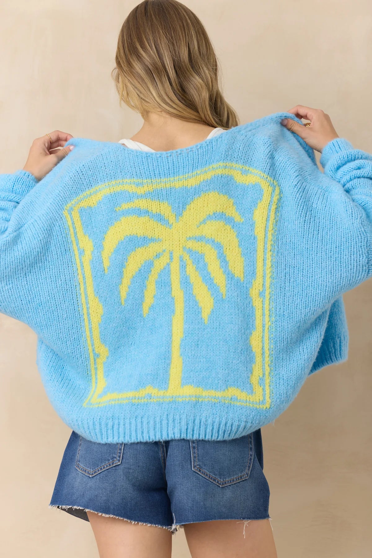 Jacquard Palm Tree Cardigan