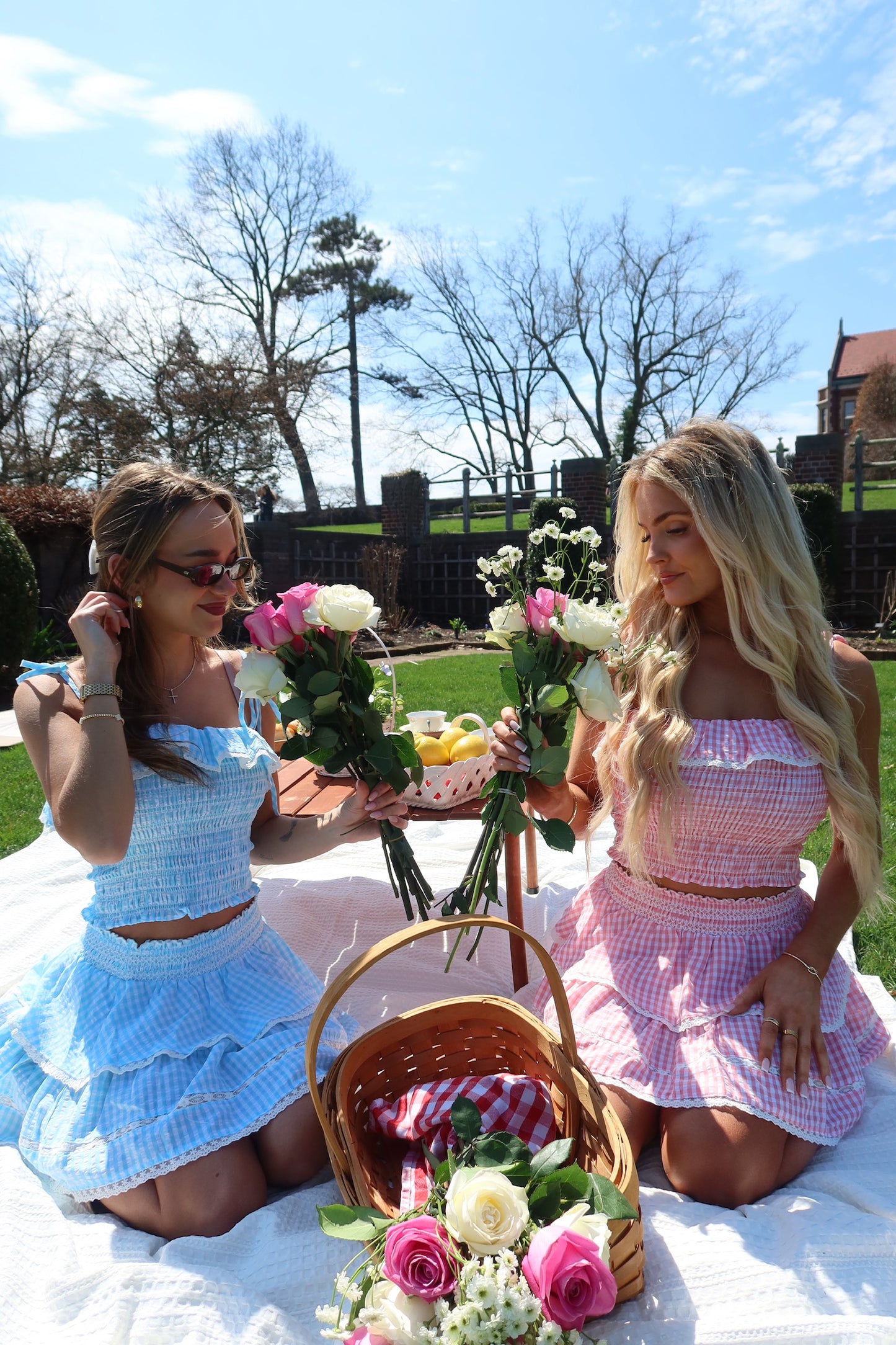Elisa Mint Smocked Ruffle Crop Top in Mint