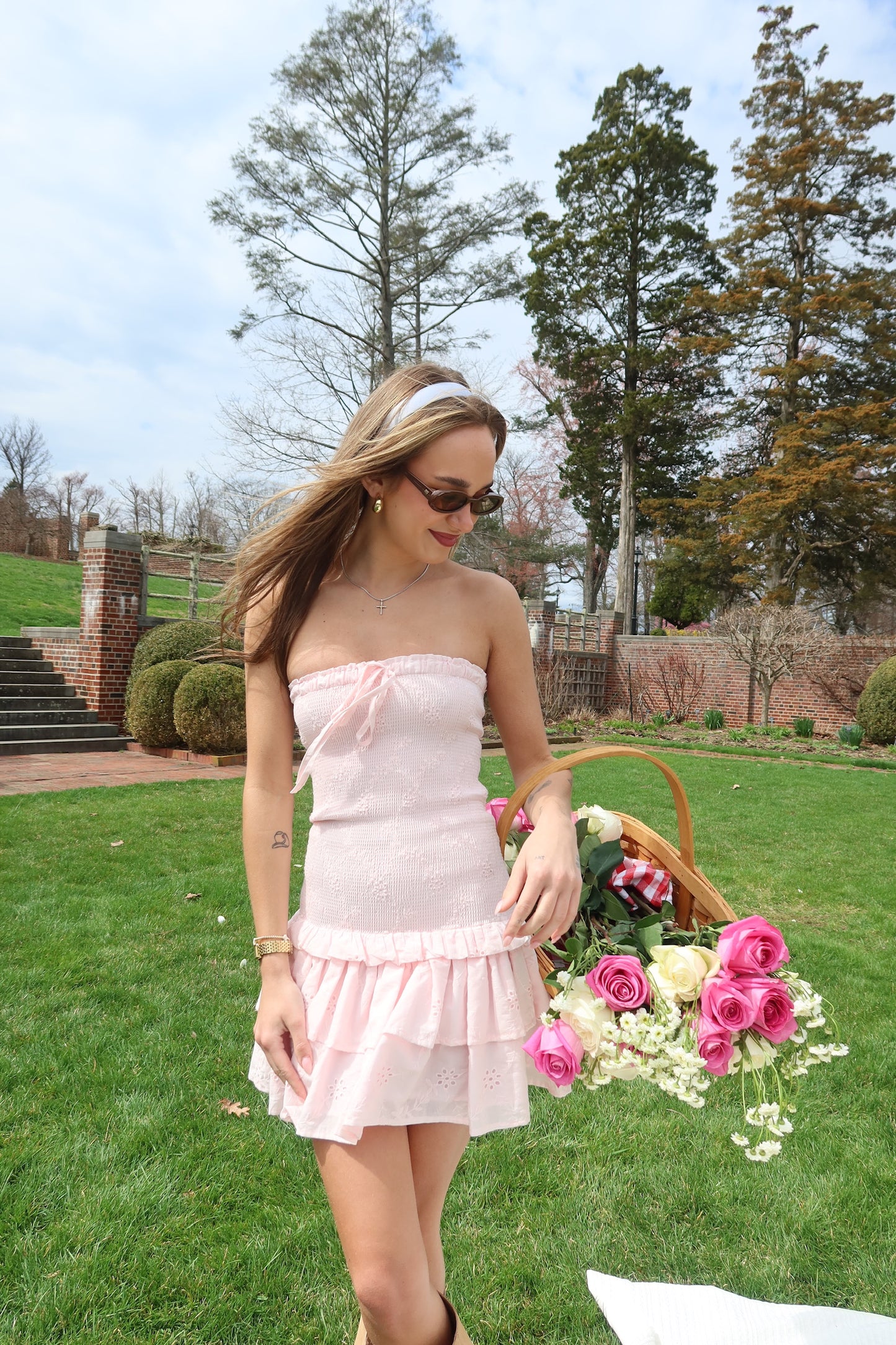 Charlee Strapless Smocked Ruffle Mini Dress