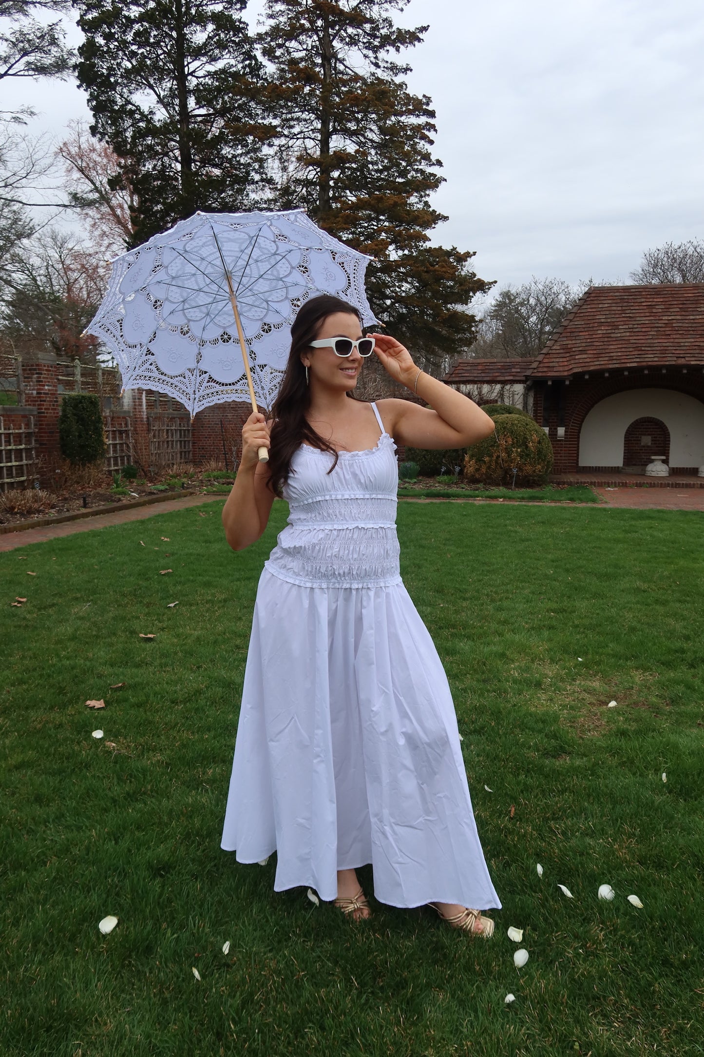 Solara White Smocked Maxi Dress