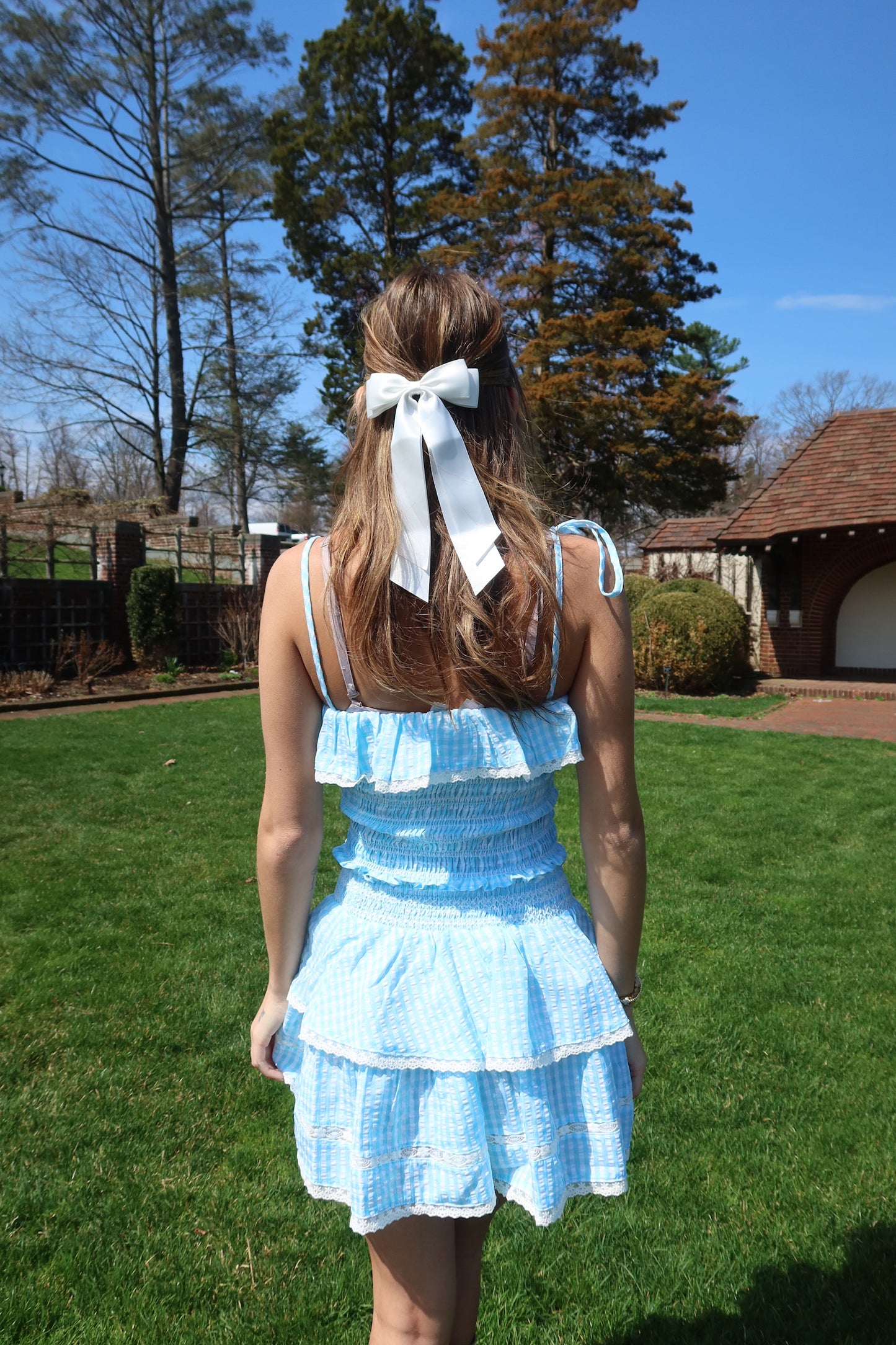 Elisa Mint Smocked Ruffle Crop Top in Mint