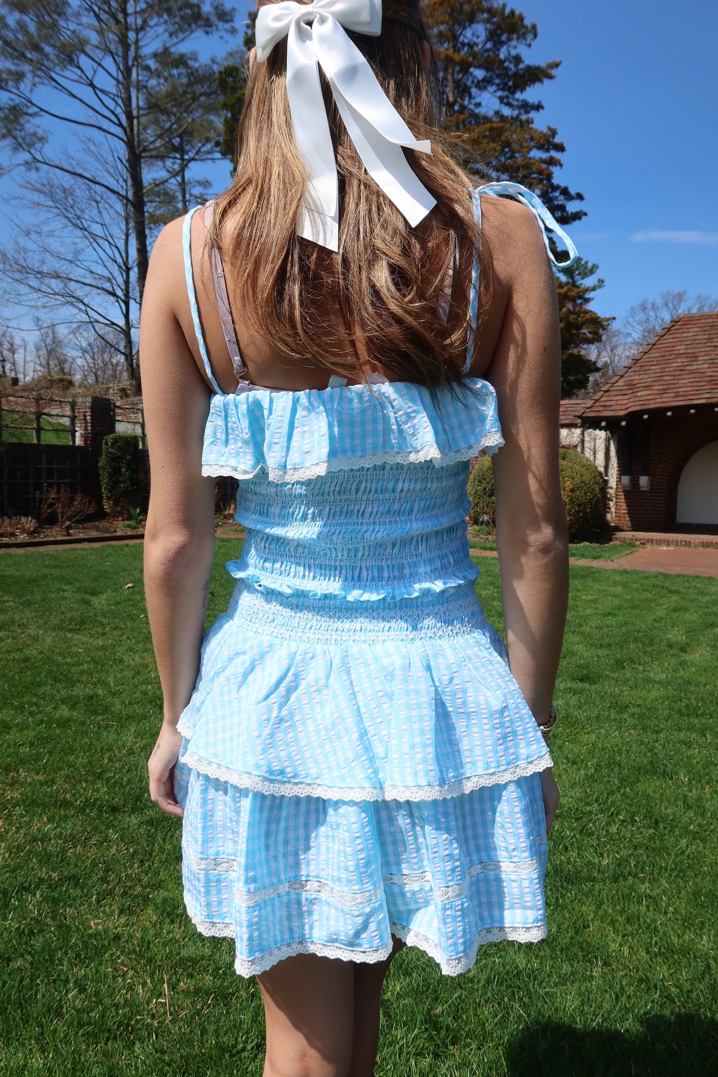 Elisa Mint Smocked Ruffle Crop Top in Mint