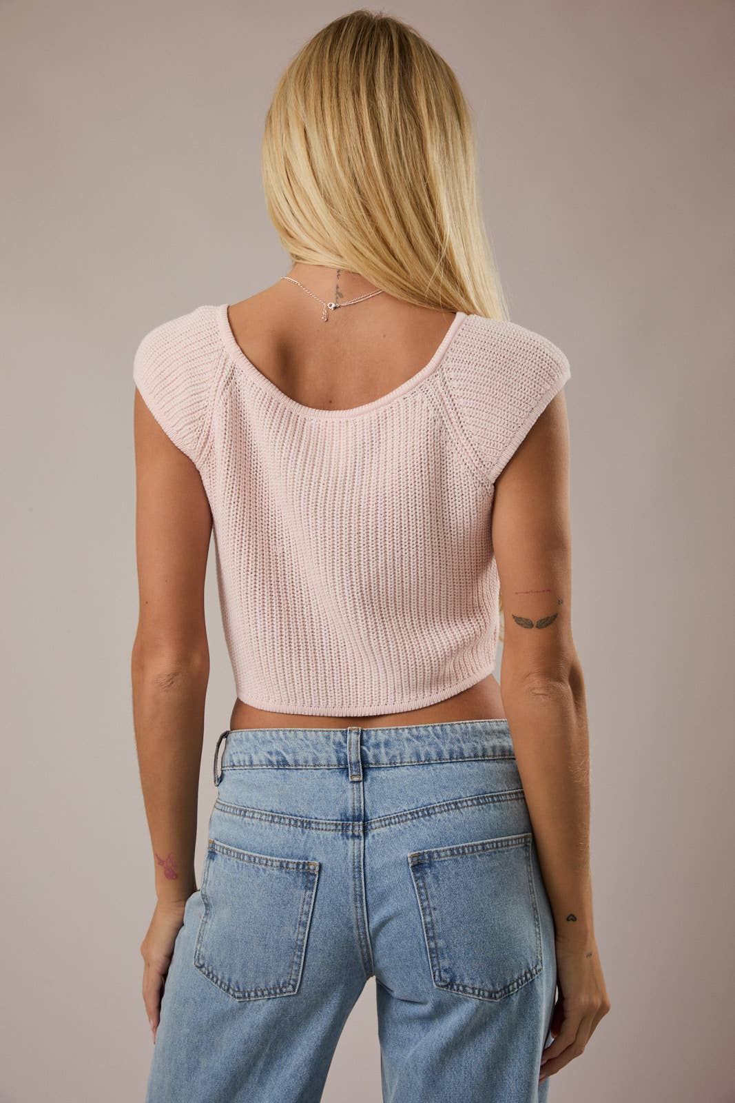 Front Tie Sleeveless Sweater Top