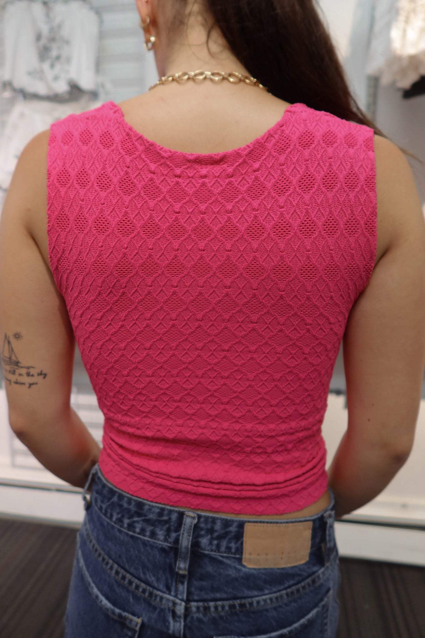 Fuschia Square Neck Top