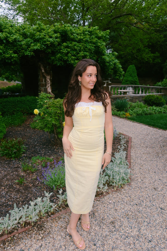 Lemon Cream Midi Dress