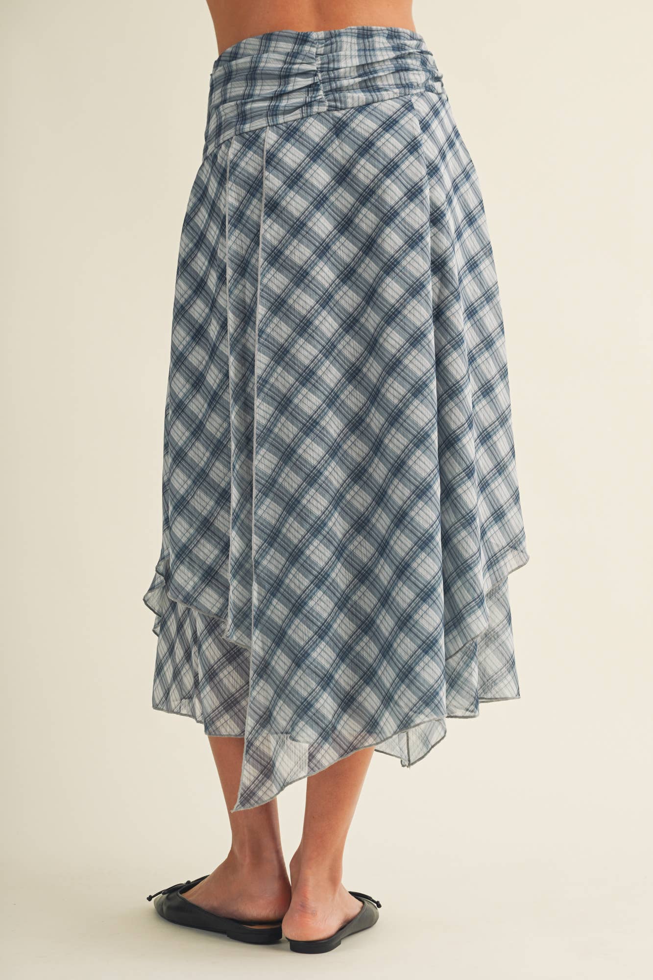 Denim Plaid Skirt