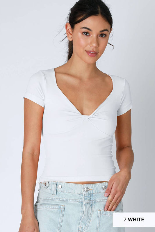 White Short Sleeve Twist