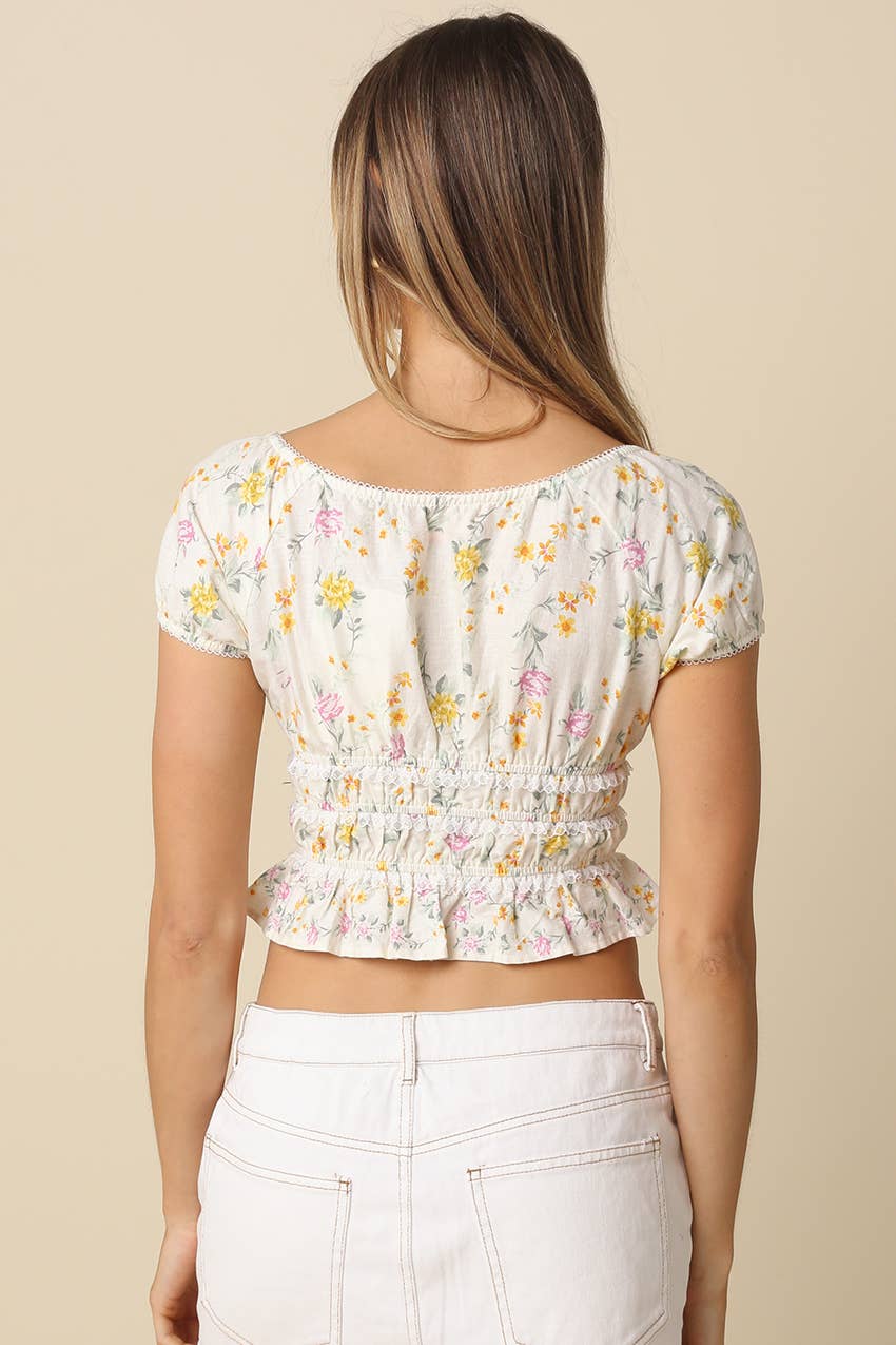 Kay Floral Smocked Crop Top