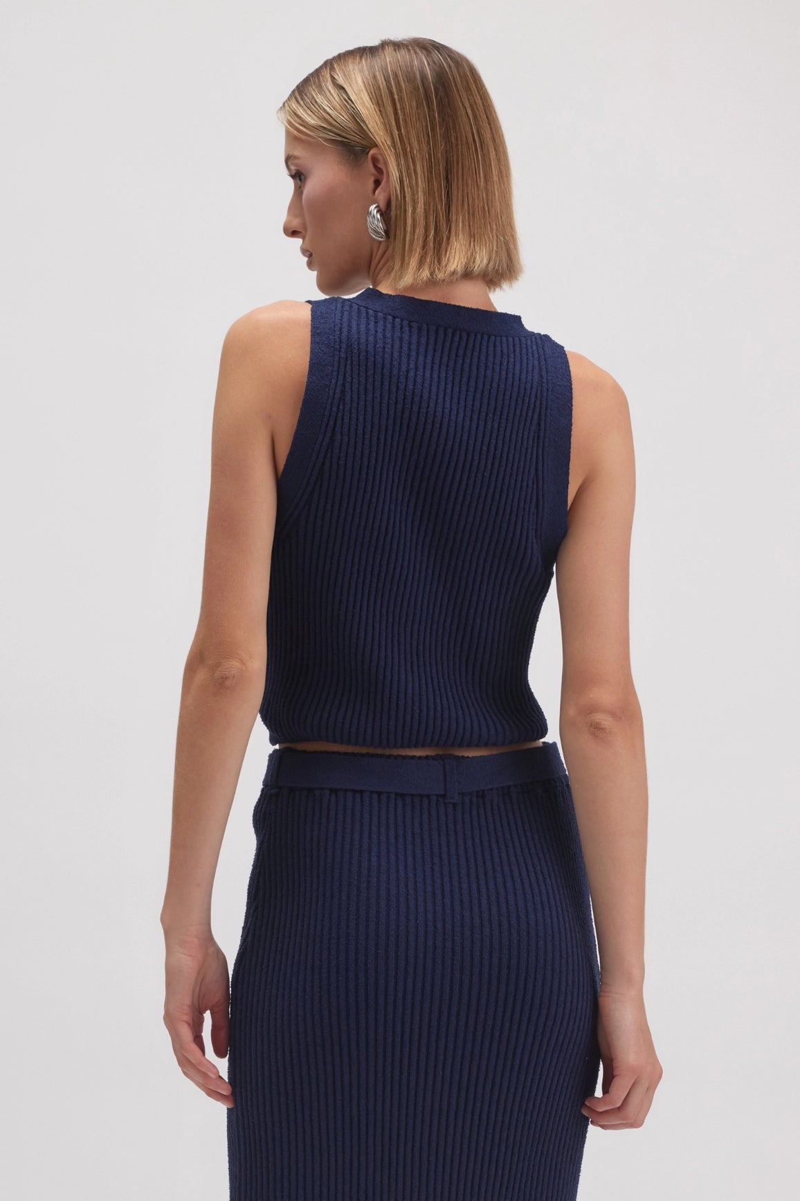 Navy Ribbed Sweater Tank