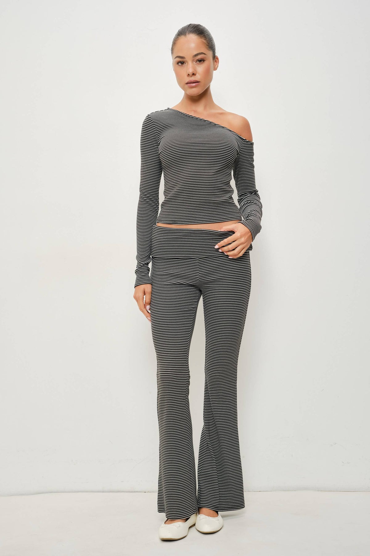 Grady Olive Striped Flared Pants
