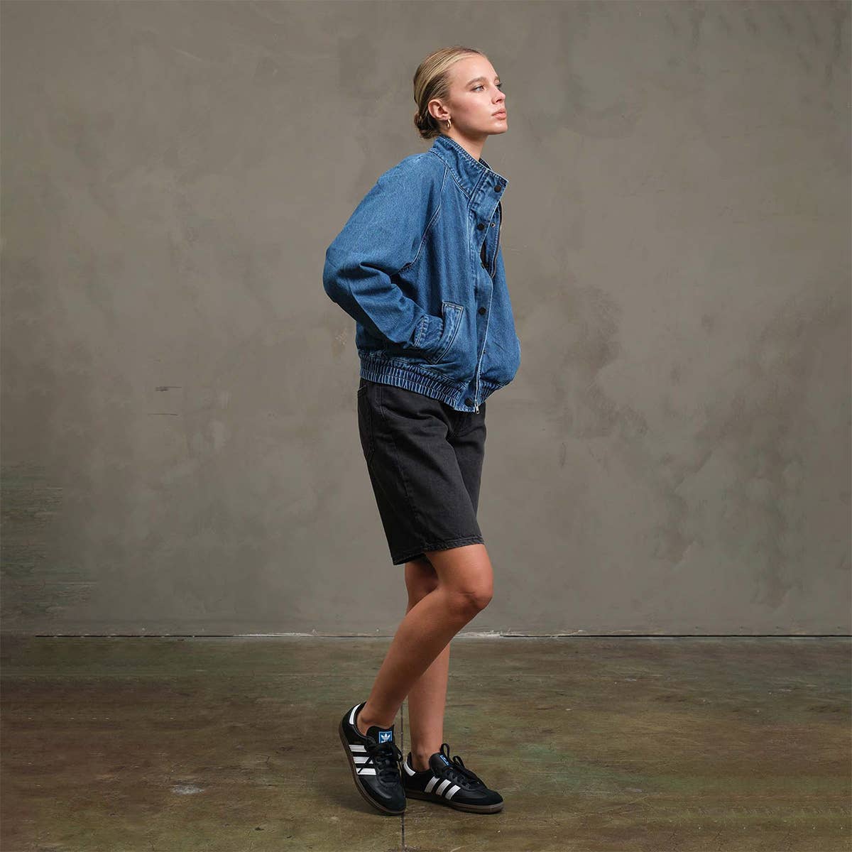 Washed Denim Bomber Jacket