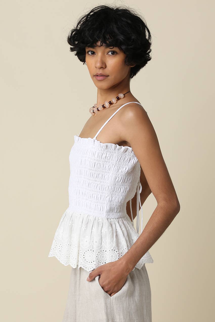 Bonnie Ruffle Smocked Peplum Cami