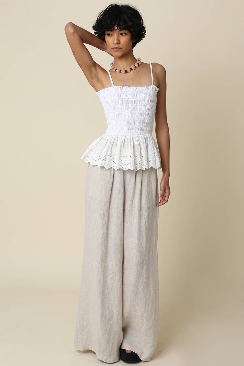Bonnie Ruffle Smocked Peplum Cami