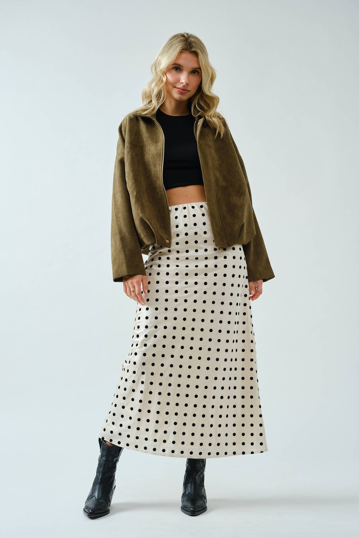 Olive Suede Bomber Jacket