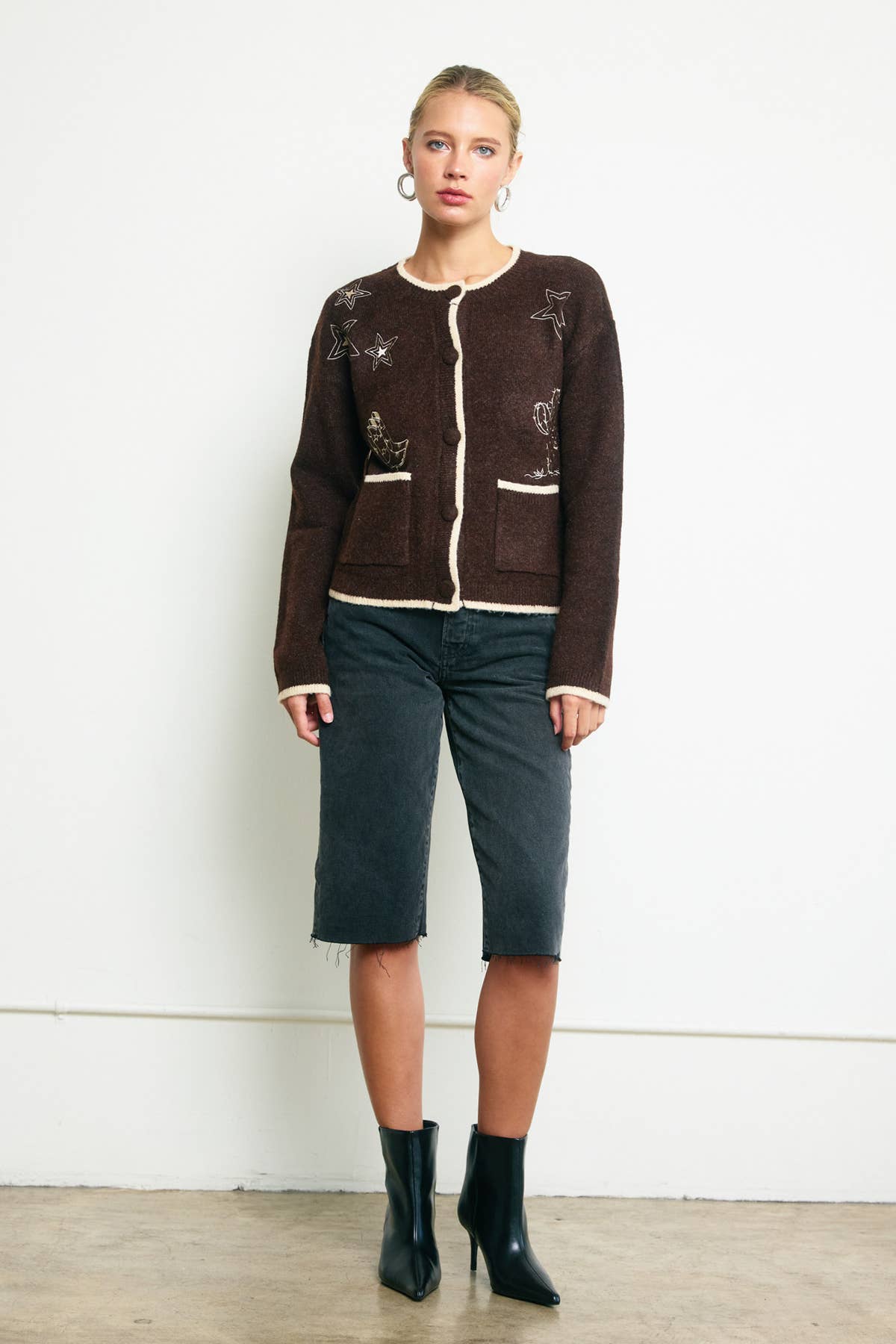 Brown Western Cardigan