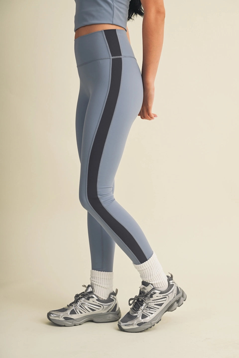 Varsity Leggings in Dusty Blue