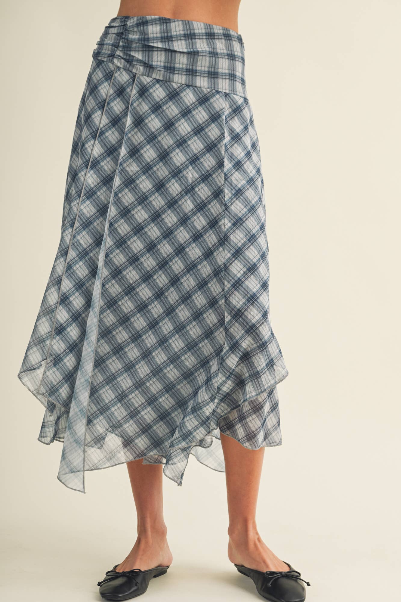 Denim Plaid Skirt
