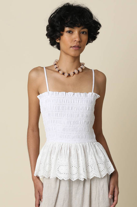 Bonnie Ruffle Smocked Peplum Cami