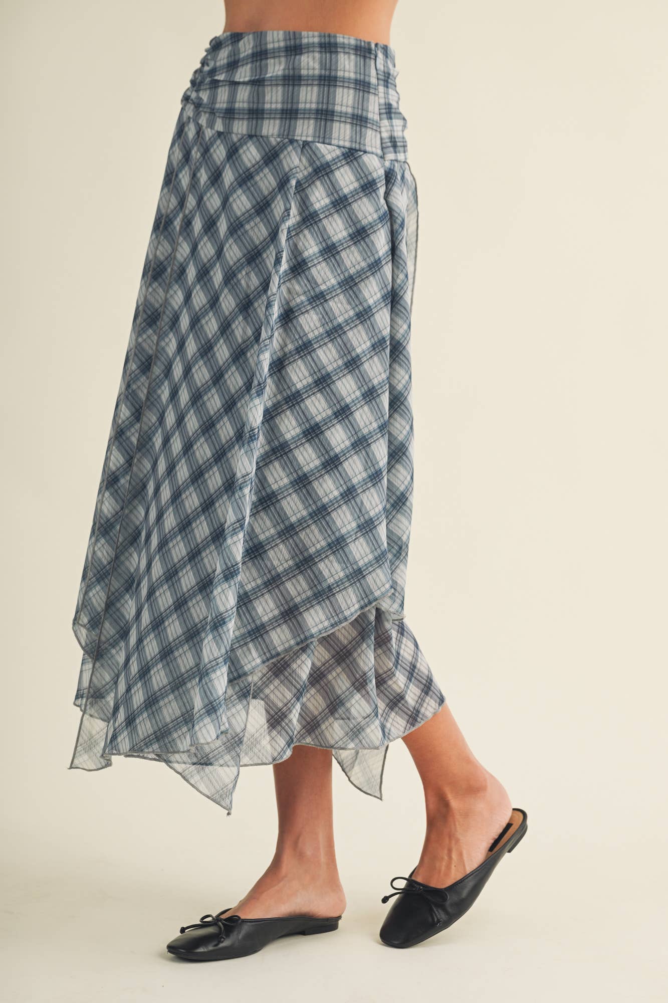 Denim Plaid Skirt