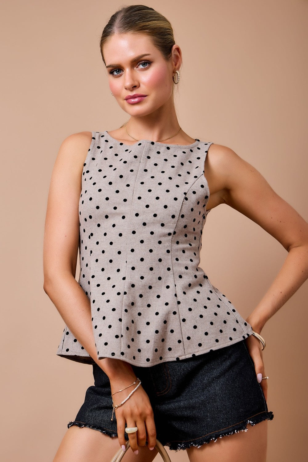 Dot On Peplum Top