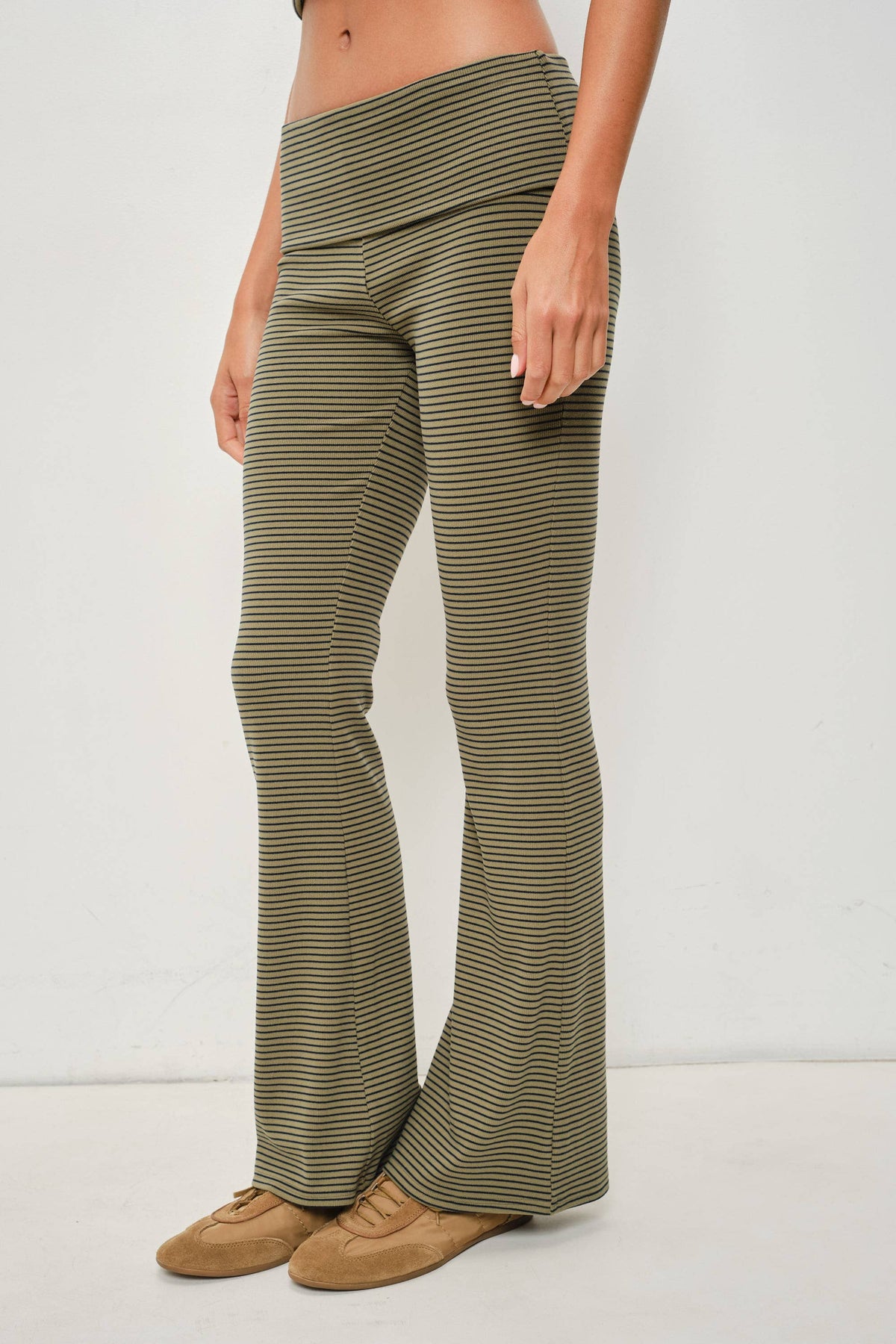 Grady Olive Striped Flared Pants