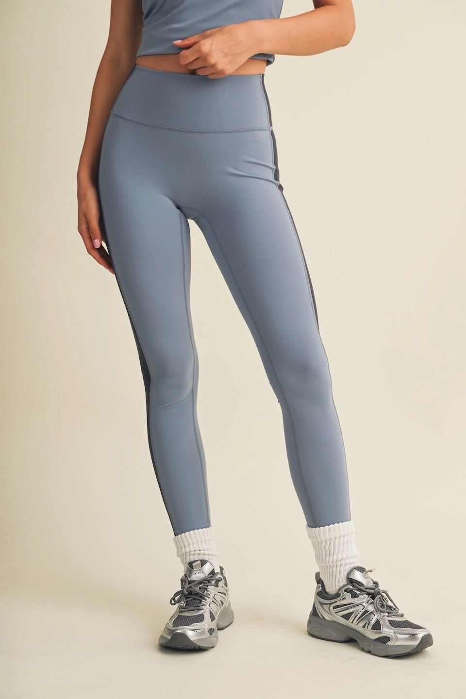 Varsity Leggings in Dusty Blue