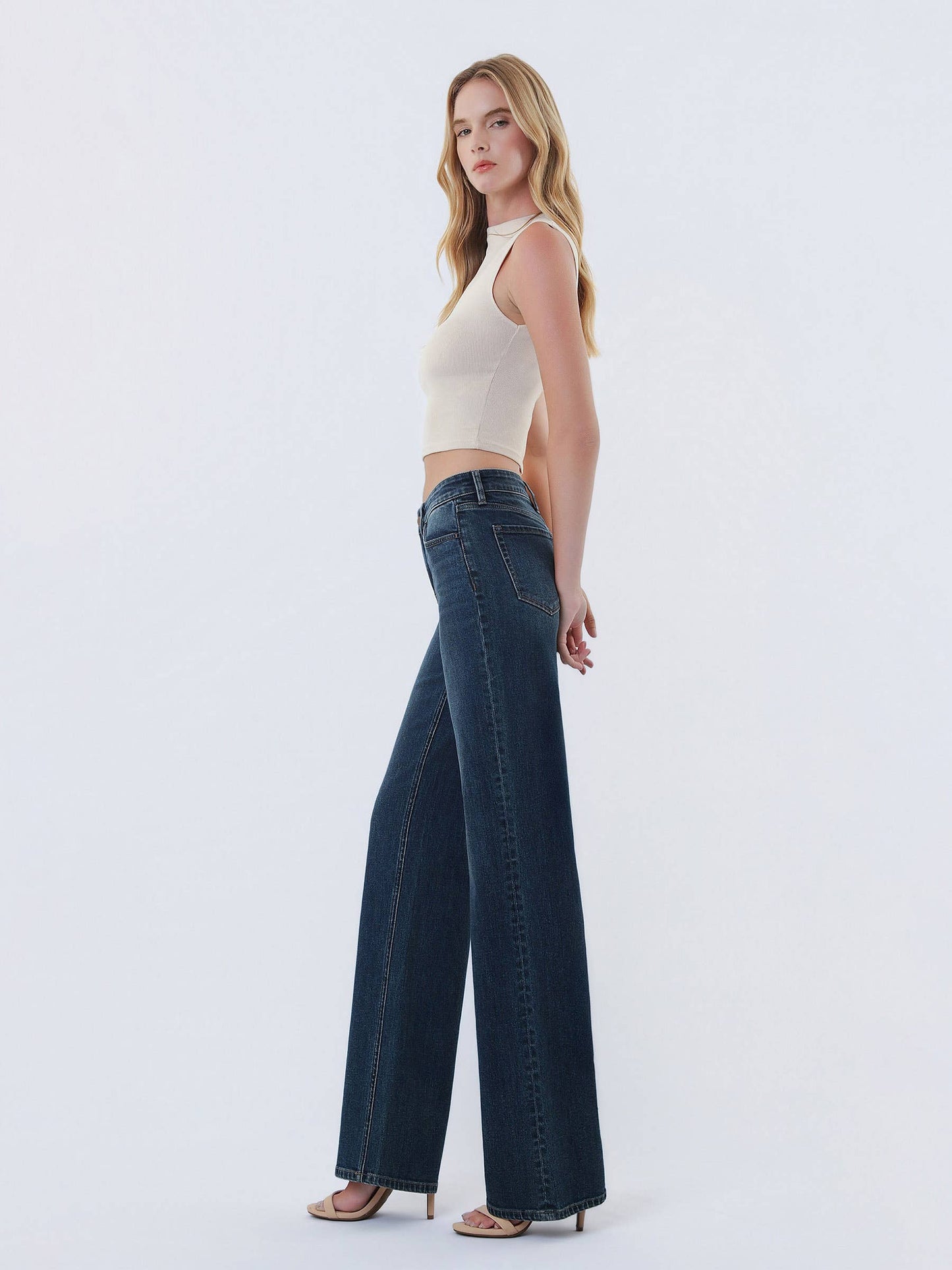 Spellbound Mid Rise Dark Wash Wide Leg Jeans
