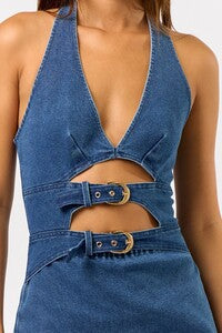 Buckle Up Denim Dress