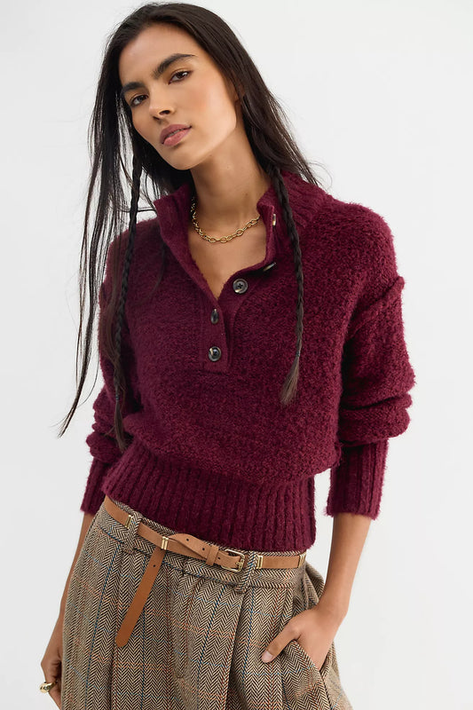 Bordeaux Henley Pullover