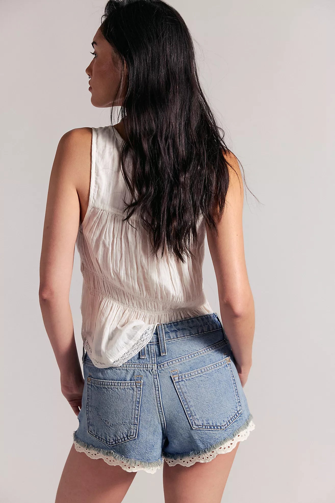 Free People Denim Shorts with Lace