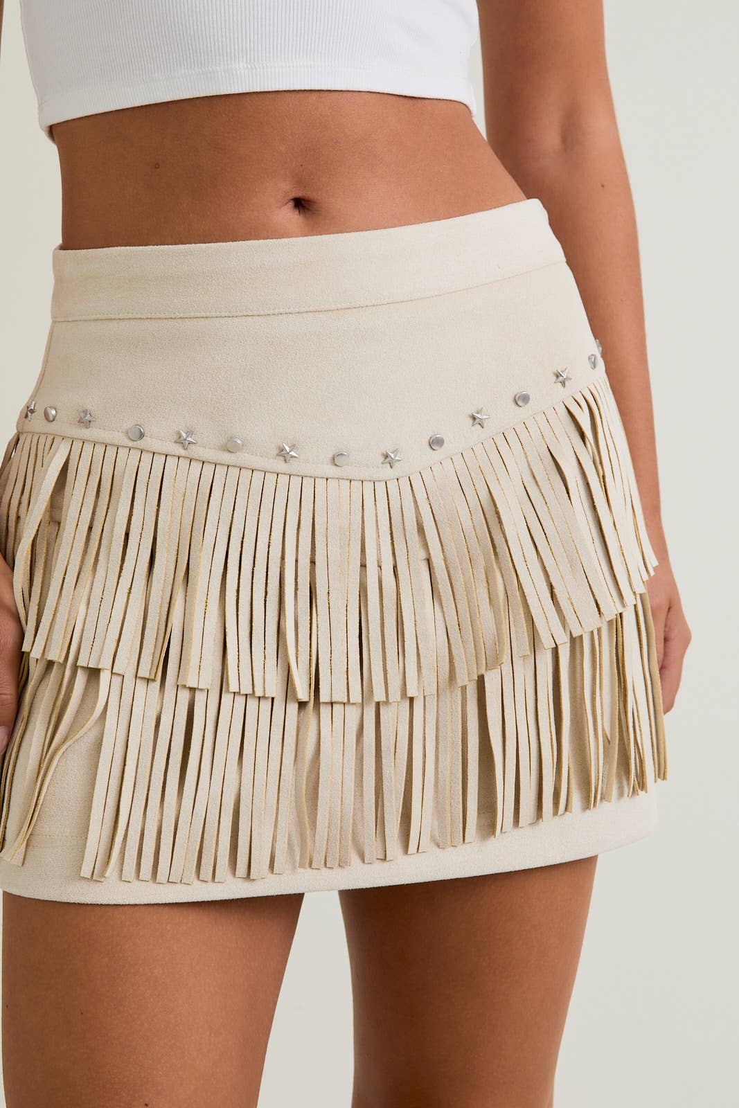SUEDE SKIRT WITH FRINGE