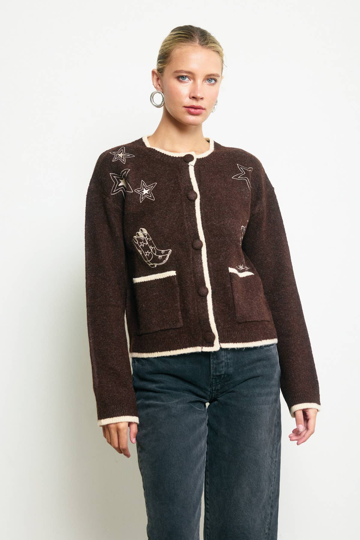 Brown Western Cardigan