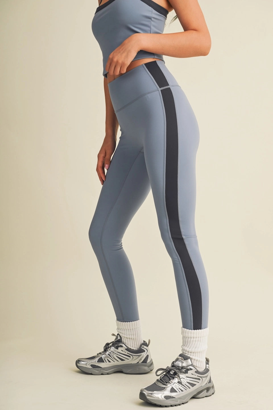 Varsity Leggings in Dusty Blue