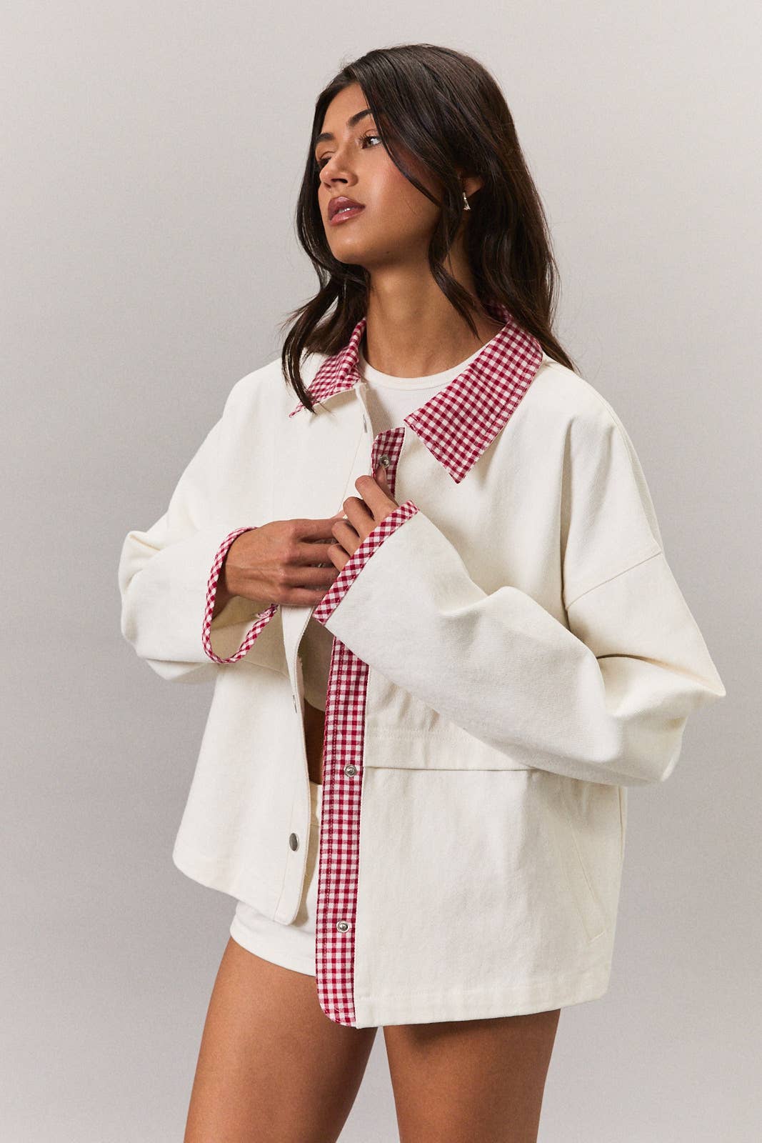 Gingham Denim Jacket